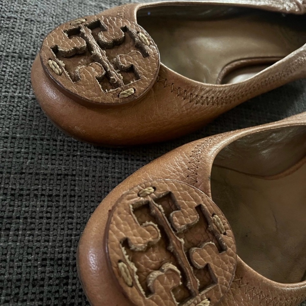 Tory Butch Brown Leather Women's Ballet Flats